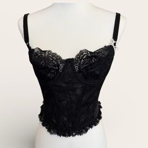 Oscar de la Renta Black Lace Bustier